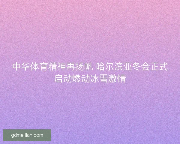 中华体育精神再扬帆 哈尔滨亚冬会正式启动燃动冰雪激情
