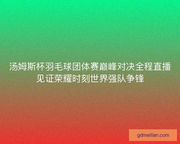 汤姆斯杯羽毛球团体赛巅峰对决全程直播见证荣耀时刻世界强队争锋